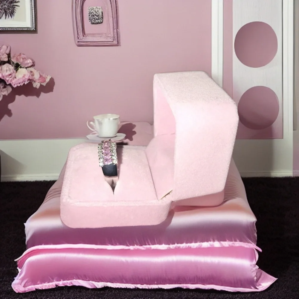 🌷Beautiful Pink Zircon Silver Plated Wide Ban - Picture 4 of 7